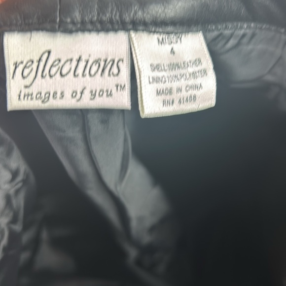 Vintage high waist Reflections black leather straight leg pants - Picture 5 of 5